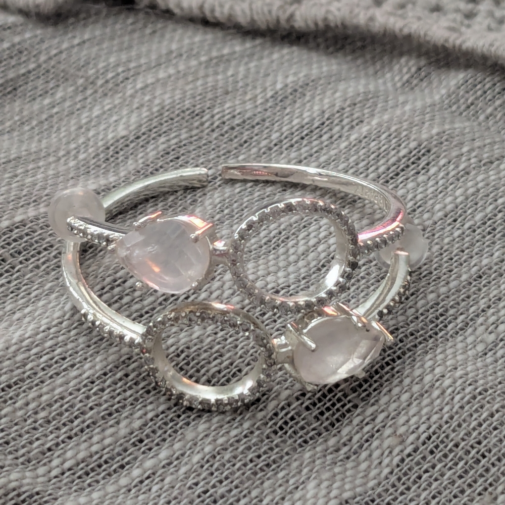 Elegant Silver and Pink Quartz Earrings